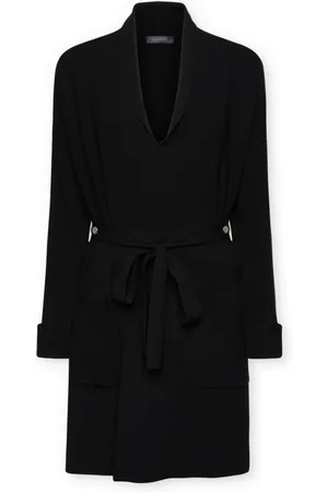 Elena Miro Strik, Dame, Sort, M, Lang Cardigan med Sjæl