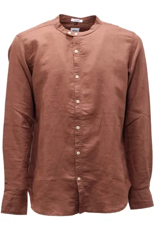 OFFICINA 36 Skjorte, Herre, Brun, XL, Linned, Linnedskjorte i Amicia-stil