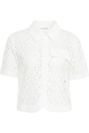 Liu Jo Bluser & Skjorter, Dame, Hvid, M, Bomuld, Hvid Skjorte med Broderidetaljer