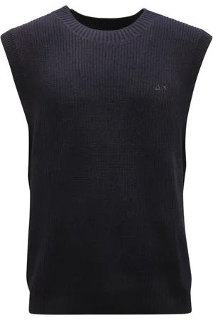 sun68 Strik, Herre, Blå, XL, Uld, Navy Sleeveless Sweater Big Knit