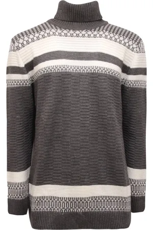 Siviglia Strik, Herre, Flerfarvet, XL, Uld, Sporty Turtleneck Sweater i Grå/Hvid