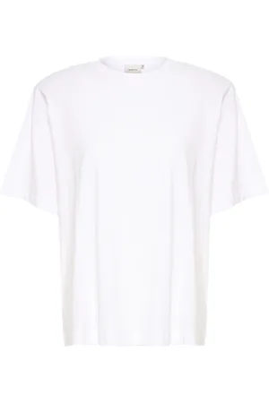 Gestuz Top, Dame, Hvid, S, Bomuld, Hvid Broderet Tee med Halve Ærmer