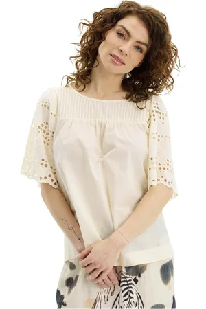 In Front Bluser & Skjorter, Dame, , 2XL, Bomuld, Elegant Agnete Bluse i Fløde