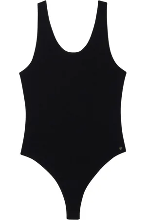 ANINE BING Top, Dame, Sort, XS, Uld, Sort Bodysuit med Scoop Neck og Ærmeløs