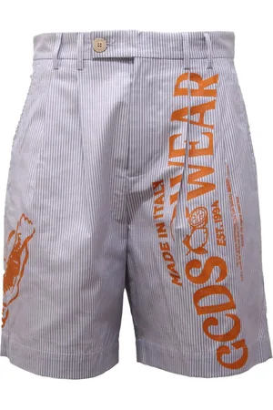 GCDS Shorts, Herre, Blå, S, Bomuld, Stribede Bermuda Shorts Made in Italy