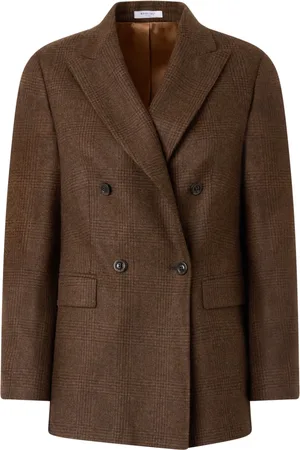 Boglioli Jakke, Dame, Brun, 2XS, Uld, Prince of Wales flannel Bianca Blazer