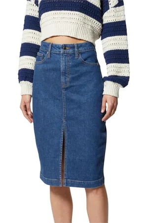 Silvian Heach Nederdel, Dame, Blå, W26, Denim, Denim nederdel med slidse