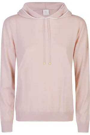 ELEVENTY Sweathshirts & Hoodies, Dame, Lyserød, XL, Uld, Hættetrøje med kantbånd i 100% Merinould