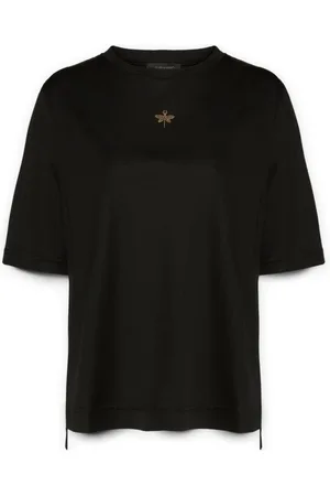 Elena Miro Top, Dame, Sort, 2XL, Bomuld, T-shirt med lille strass-libelle