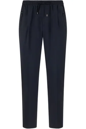 Boglioli Bukser, Herre, Blå, XL, Uld, Stretch Wool Canva jog Bukser