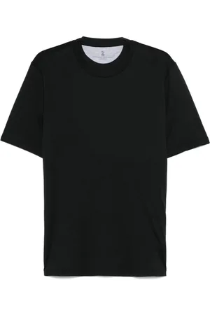 Brunello Cucinelli Top, Herre, Sort, 2XL, Bomuld, Kortærmet T-shirt med Sideslidser