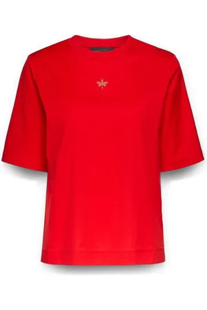 Elena Miro Top, Dame, Rød, XL, Bomuld, T-shirt med lille strass-libelle