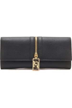 Elisabetta Franchi Tilbehør, Dame, Sort, ONE SIZE, Vegansk Pochette Håndtaske med Intern Lomme