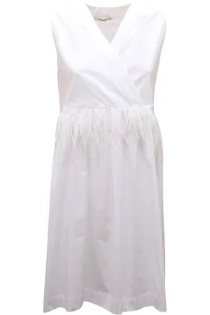 KANGRA CASHMERE Kjole, Dame, Hvid, XS, Bomuld, Bomuldskjole Made in Italy