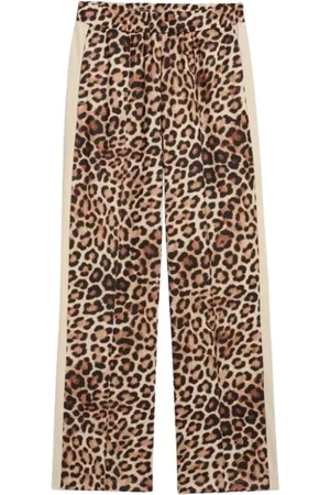 PUMA Bukser, Dame, Flerfarvet, M, Polyester, Leopard Print Sporty Straight Bukser