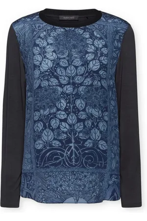 Elena Miro Top, Dame, Blå, S, Satin, T-shirt i to med tryk