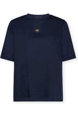 Elena Miro Top, Dame, Blå, 3XL, Bomuld, T-shirt med lille strass-libelle