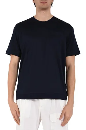 Paolo Pecora Top, Herre, Blå, 2XL, Bomuld, Bomuld T-shirt med Lomme og Crewneck