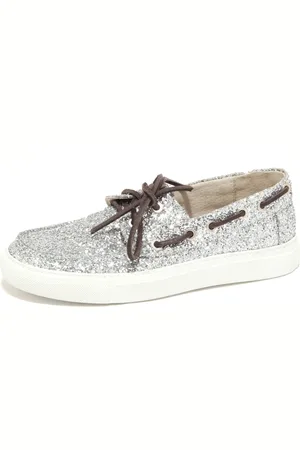 P448 Sko, Dame, Grå, 37 EU, Glitter mocassino sko med stil E5John