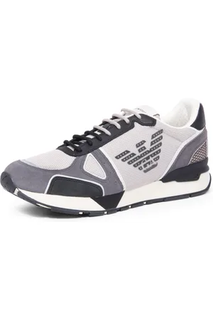 Emporio Armani Sko, Herre, Grå, 43 EU, Mørkegrå Sort Lys Grå Sneakers
