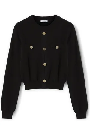 Motivi Strik, Dame, Sort, L, Pullover med skjult knaplukning