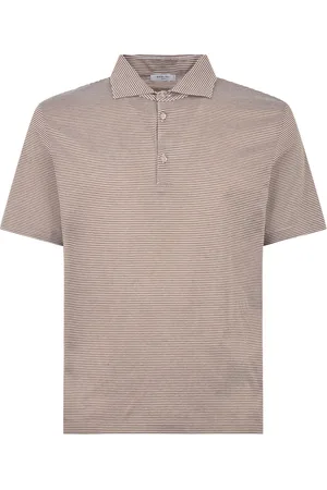 Boglioli Top, Herre, Brun, XL, Bomuld, Bomuld stribet kortærmet Polo