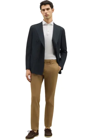 Boglioli Bukser, Herre, Brun, L, Bomuld, Stretch bomuld straight Chinos