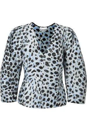 Ganni Bluser & Skjorter, Dame, Blå, L, Polyester, Bluser og skjorter