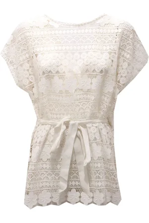 ERMANNO SCERVINO Bluser & Skjorter, Dame, Hvid, M, Bomuld, Hvid Bomuld Blonder Skjorte Kvinder