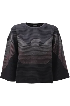 Emporio Armani Strik, Dame, Blå, XS, Oversize Mørkeblå Sweater