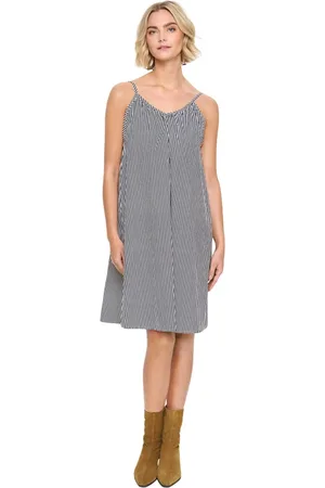 Saint Tropez Kjole, Dame, Blå, 2XL, Uld, Stribet Stropløs Kjole Ice Nightsky