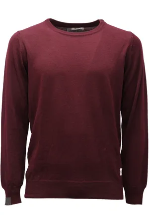 OFFICINA 36 Strik, Herre, Rød, S, Uld, Burgundy Mix Uld Sweater
