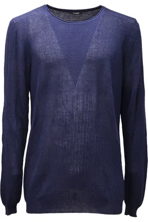 OFFICINA 36 Strik, Herre, Blå, XL, Linned, Blåt Linned Sweater