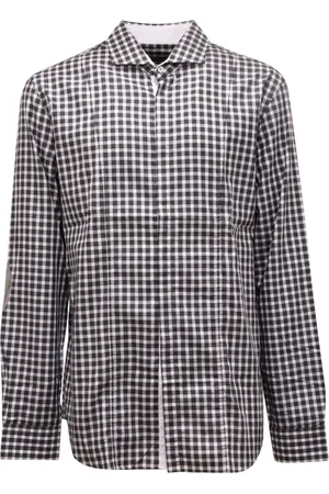 Paolo Pecora Skjorte, Herre, Sort, 3XL, Uld, Rutet Skjorte