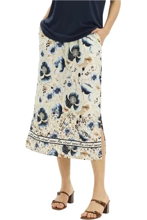 In Front Nederdel, Dame, , 2XL, Nylon, Naturprint Nederdel med Elastik Talje