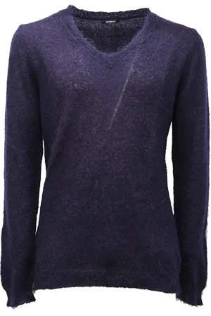 OFFICINA 36 Strik, Herre, Blå, M, Mohair sweater med V-hals stil