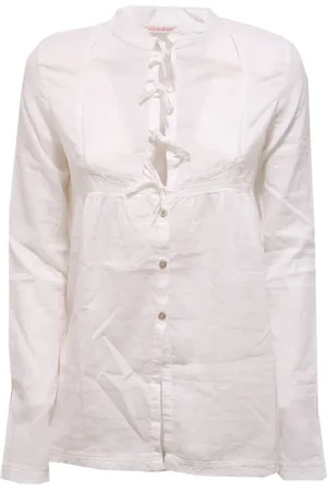 Peuterey Bluser & Skjorter, Dame, Hvid, XS, Bomuld, Hvid bomuld/linen skjorte Cedrus model