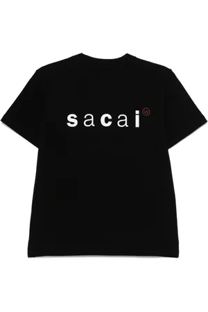 SACAI Top, Herre, Sort, S, Sort Crew Neck Kortærmet T-shirt