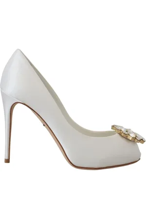 Dolce & Gabbana Sko, Dame, Hvid, 36 EU, Krystalpyntede hvide peep toe hæle