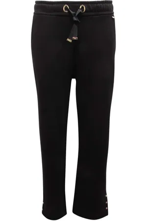 HERNO Bukser, Dame, Sort, M, Uld, Bredbenede sweatpants med fleeceforing