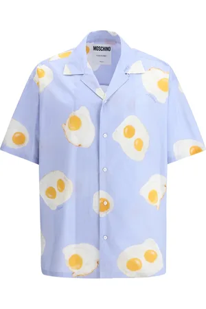 Moschino Skjorte, Herre, Blå, M, Bomuld, Lys Blå Allover Æg Bomuld Skjorte