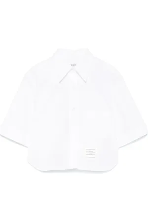 Thom Browne Bluser & Skjorter, Dame, Hvid, XS, Bomuld, Hvid Poplin Cropped Skjorte