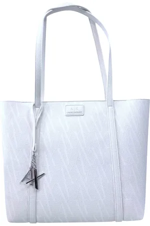 Armani Exchange Taske, Dame, Hvid, ONE SIZE, Uld, Hvid skuldertaske med monogram