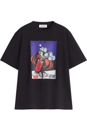 Lanvin Top, Herre, Sort, M, Bomuld, Vase Print Grafisk T-shirt