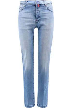 Kiton Jeans, Herre, Blå, W36, Bomuld, Blå Slim Fit Jeans Lavet i Italien