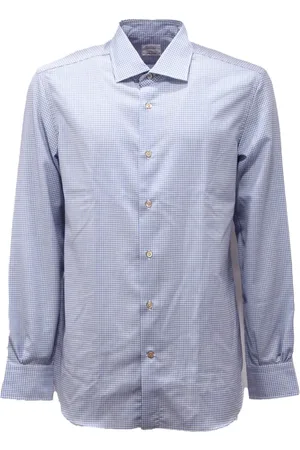 MAZZARELLI Skjorte, Herre, Blå, XL, Slim Wool Skjorte Made in Italy