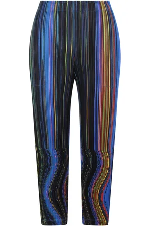 Issey Miyake Bukser, Dame, Flerfarvet, L, Plisseret Warp Straight Leg Bukser