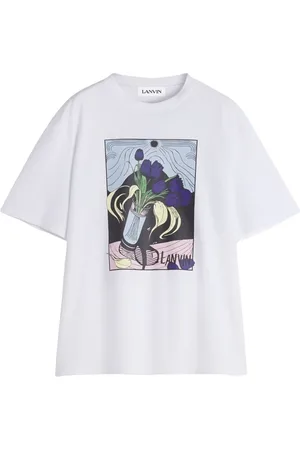 Lanvin Top, Herre, Hvid, S, Bomuld, Kunstnerisk Vase Print T-shirt