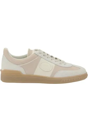 VALENTINO GARAVANI Sko, Herre, Hvid, 41 EU, Læder, Lædersneakers med ruskindsdetaljer