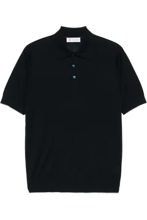 Brunello Cucinelli Top, Herre, Blå, L, Blå Polo Skjorte Kort Ærme